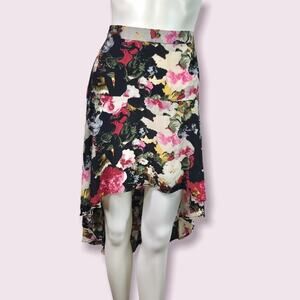 Kimchi Blue Floral High Low Skirt Pink White & Black Urban Outfitters